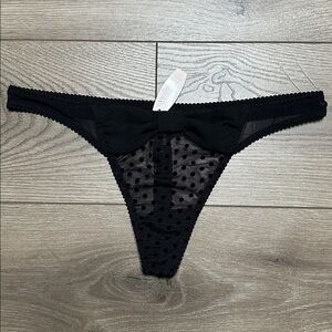 2013 Victoria’s Secret Sexy Little Things Black Lace Thong Panty Front Bow‎ M